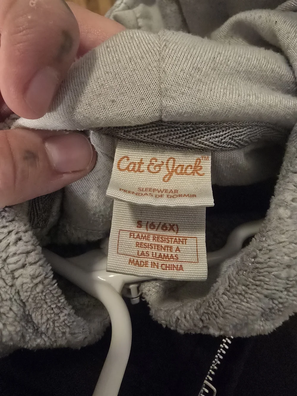 Cat & Jack Light Gray Hooded Plush Leopard-Print One-Piece Pajama
